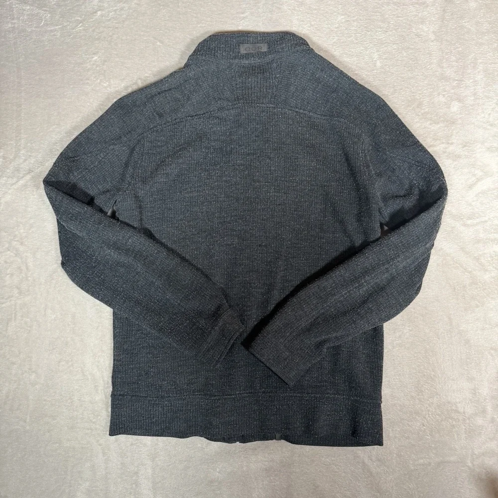 QOR Mens Merino Wool Blend Full Zip Knit Sweater Jacket Gray Size Medium